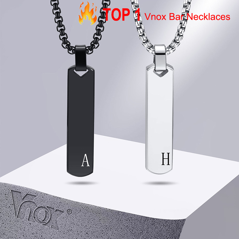 Event Z - Vnox 남성용 이니셜 바 목걸이, A-Z