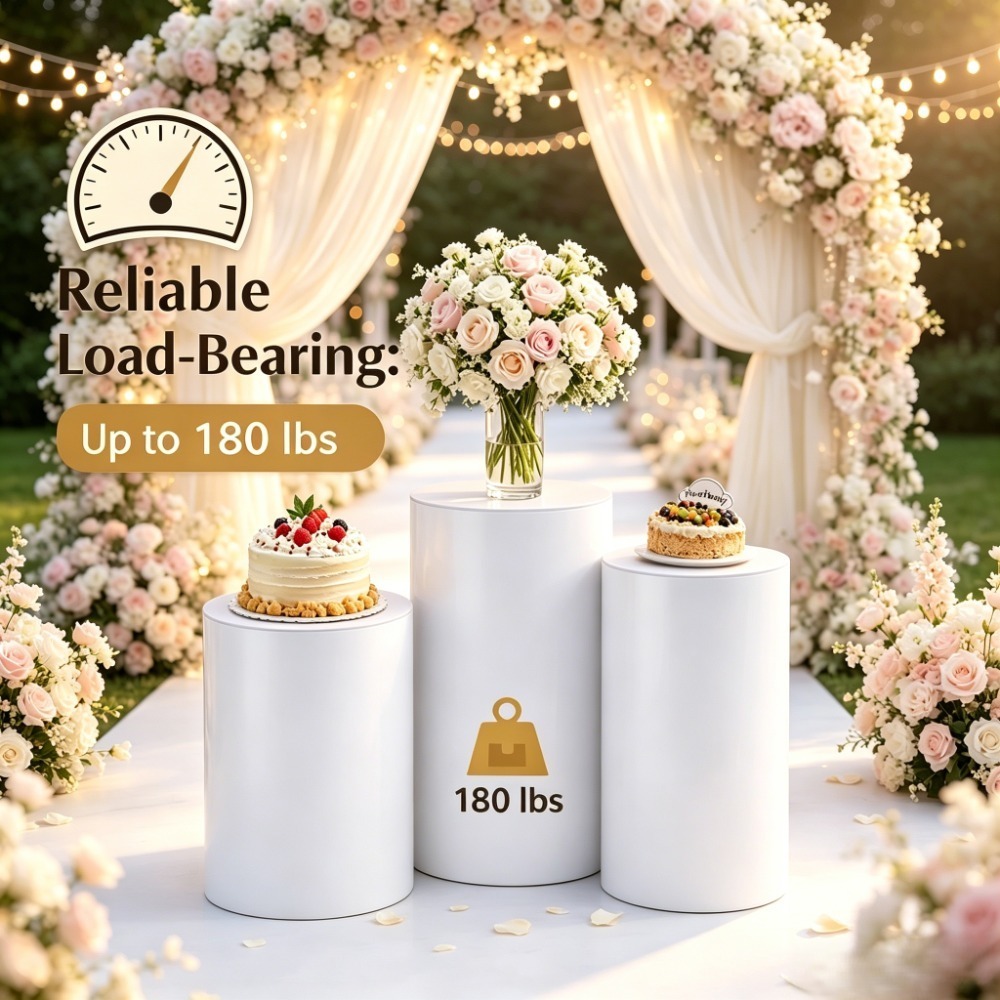 Dessert Table Backdrop - 3/5개입 흰색 원형 받침대, 웨딩 파티용