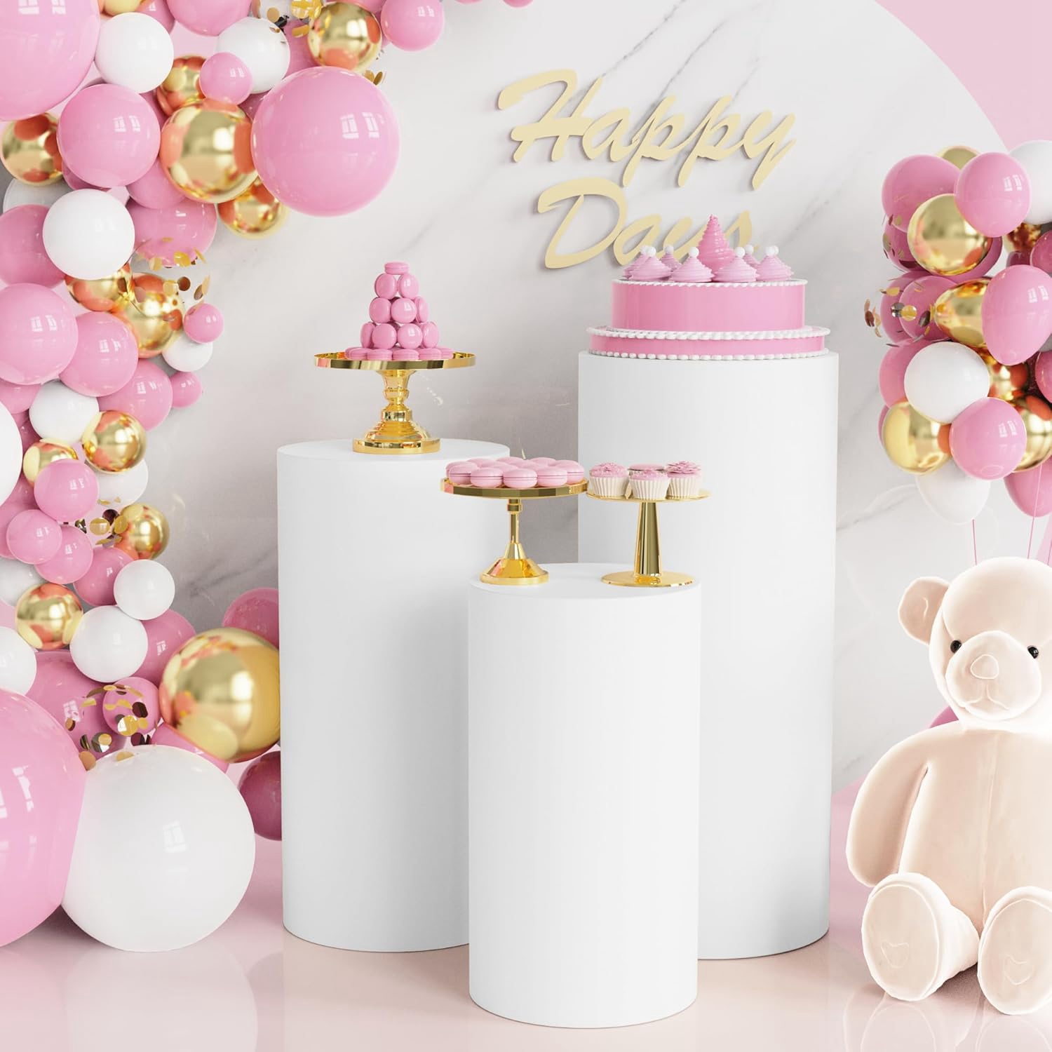 Dessert Table Backdrop - Yeele 1PCS/3PCS/5PCS 흰색 실린더 스탠드 커버