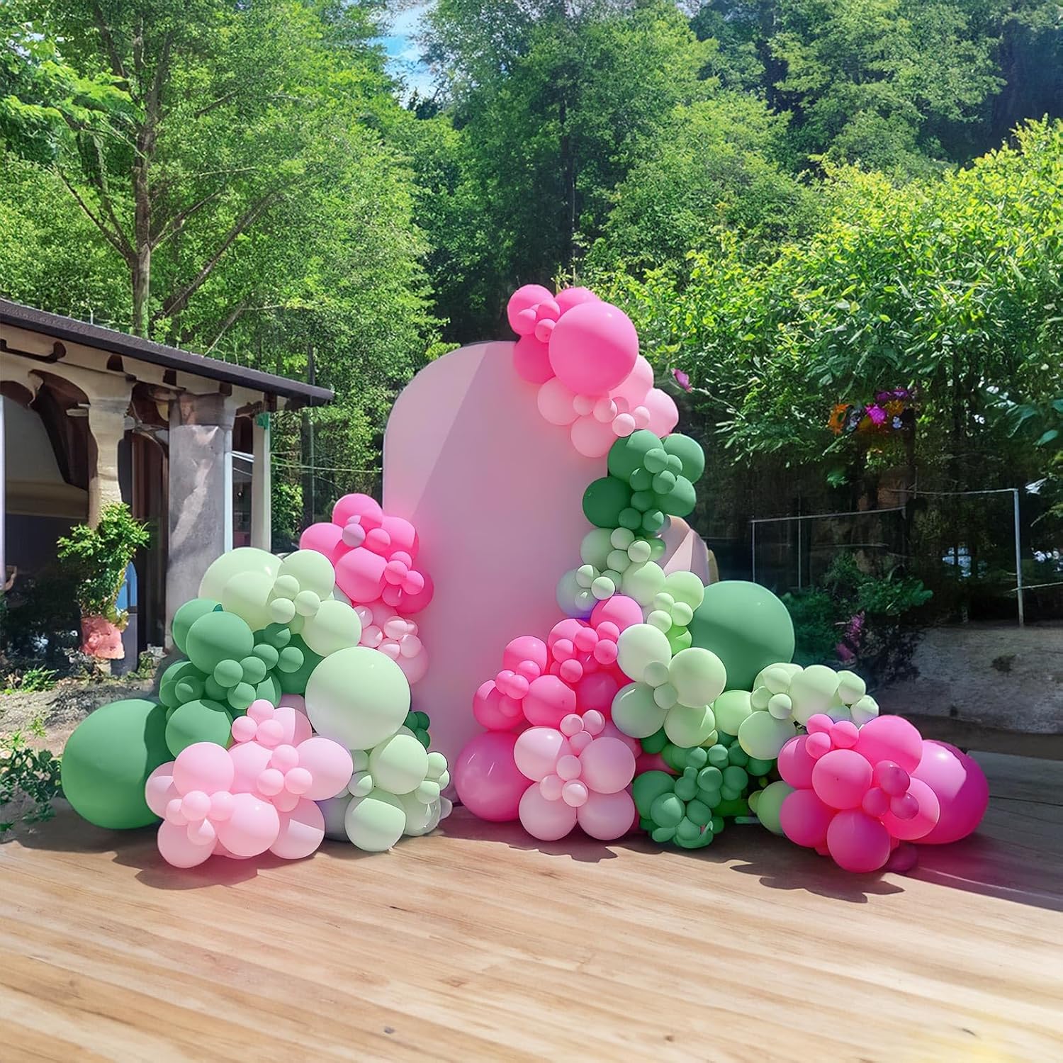 Balloon Arch Kit - 107개 핫핑크 그린 풍선 가랜드 아치