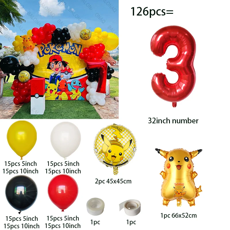 126개 만화 피카츄 테마 풍선 아치 가랜드 세트 빨간 - Balloon Arch Kit 리뷰 및 가격