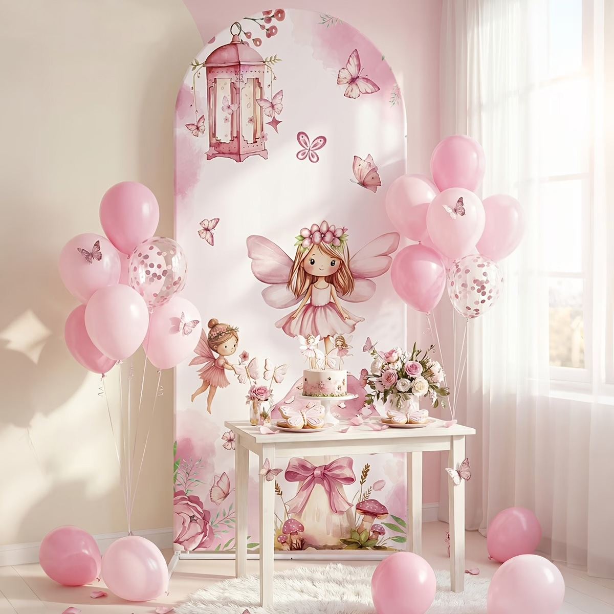 요정과 버섯 배경 달콤한 소녀 공주 생일 디저트 케이크 - Dessert Table Backdrop 리뷰 및 가격