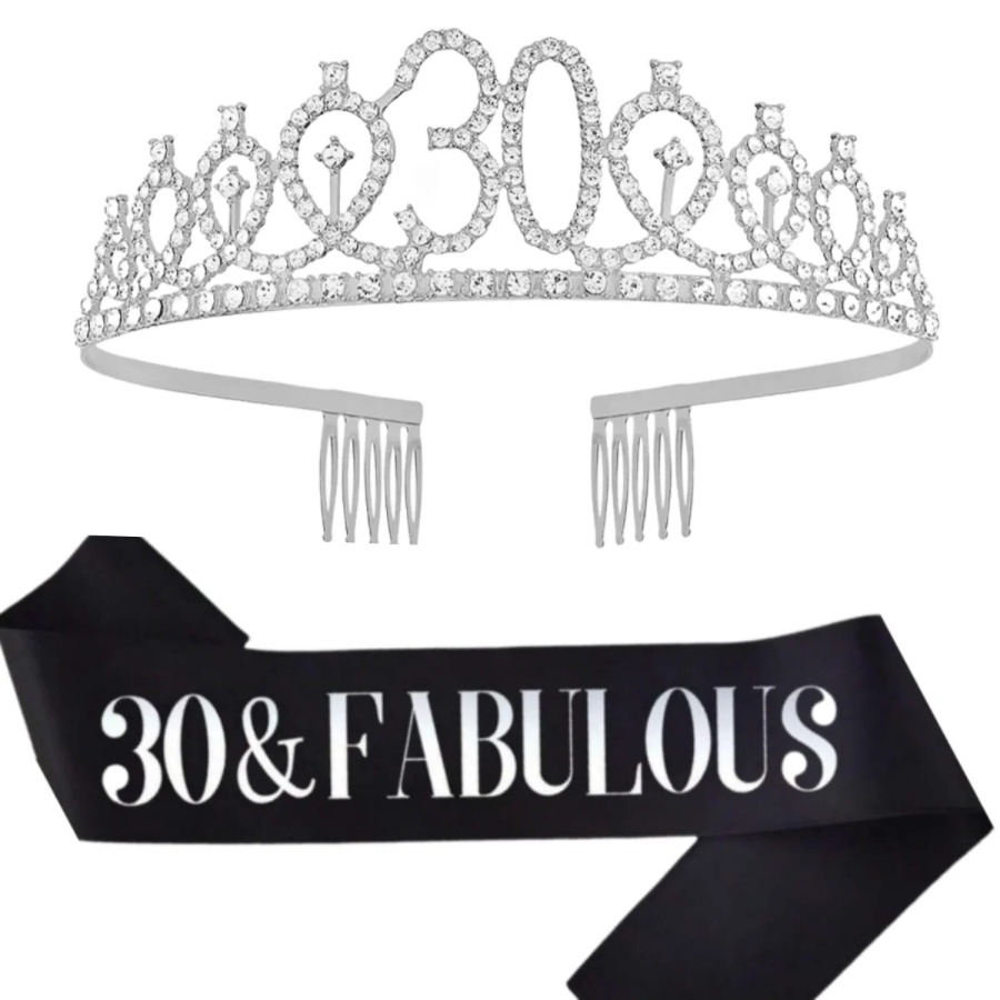 반짝이는 은빛 생일 티아라 왕관 띠 여성 소녀 18세  - Birthday Sash Glitter 리뷰 및 가격