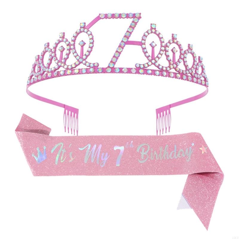 소녀 파티 여왕 액세서리를 위한 반짝이는 핑크색 생일  - Birthday Sash Glitter 리뷰 및 가격