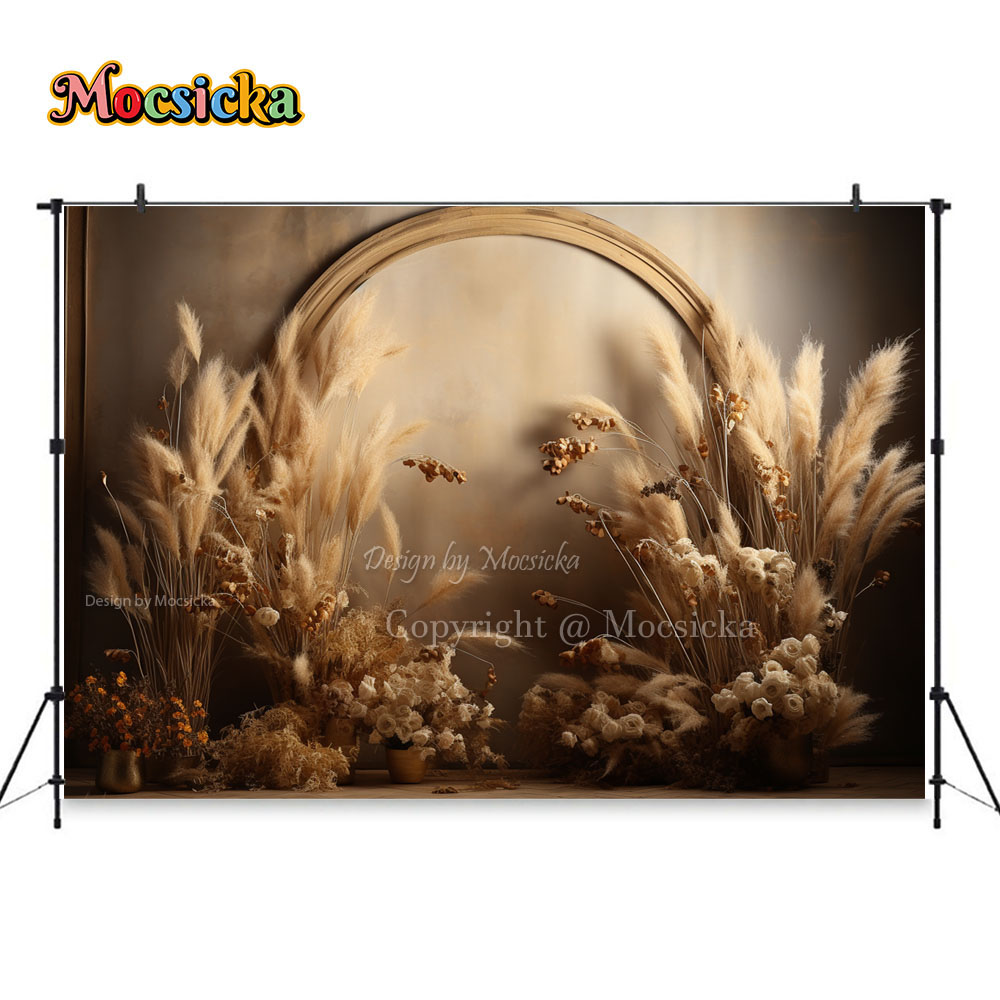 Mocsicka Boho 레트로 브라운 사진 배경 팜파 - Dessert Table Backdrop 리뷰 및 가격