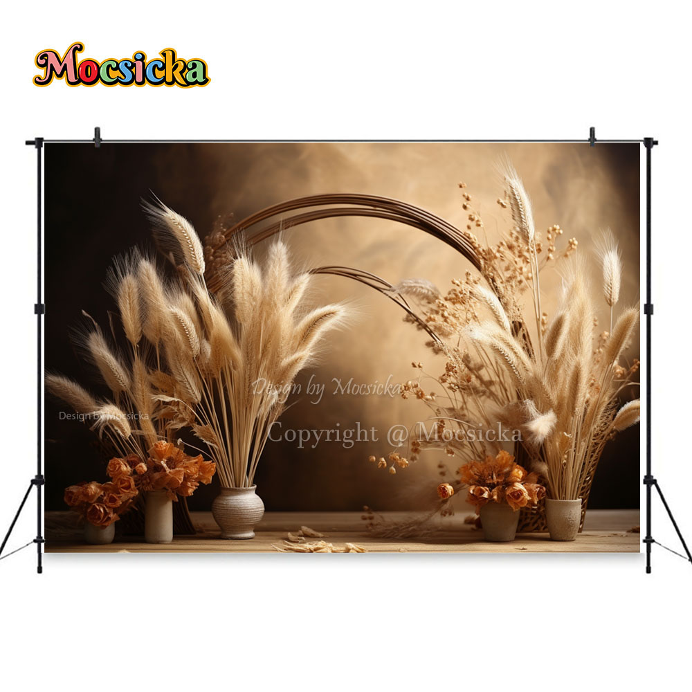 Mocsicka Boho 레트로 브라운 사진 배경 팜파 - Dessert Table Backdrop 리뷰 및 가격