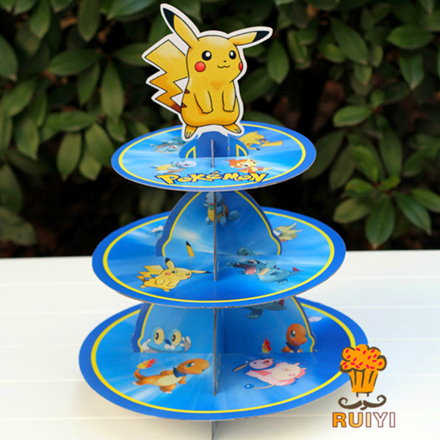 피카추 포켓몬 3 계층 케이크 스탠드 귀여운 만화 케이 - Cupcake Stand Tier 리뷰 및 가격