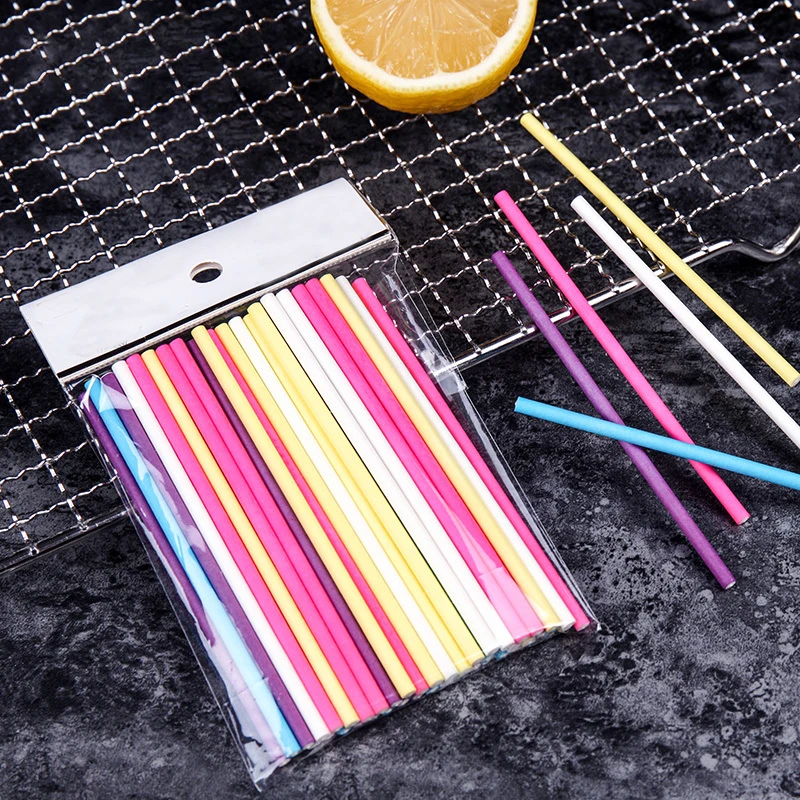 100 개/몫 종이 롤리팝 스틱 캔디 케이크 팝 캔디  - Paper Straw Color 리뷰 및 가격