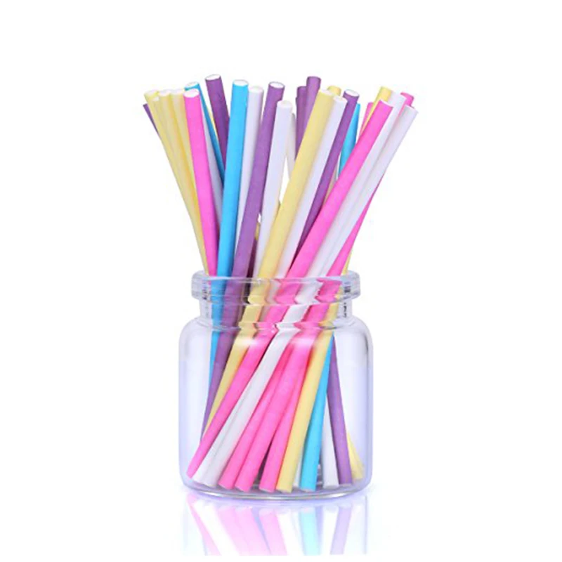 100 개/몫 종이 롤리팝 스틱 캔디 케이크 팝 캔디  - Paper Straw Color 리뷰 및 가격